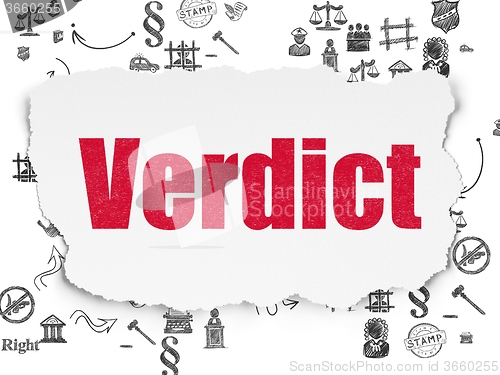 Image of Law concept: Verdict on Torn Paper background