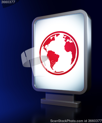 Image of Science concept: Globe on billboard background