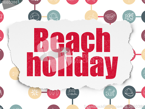 Image of Tourism concept: Beach Holiday on Torn Paper background