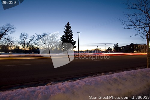 Image of Night Shot of a Street in Winter Time