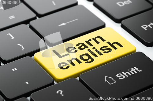 Image of Education concept: Learn English on computer keyboard background