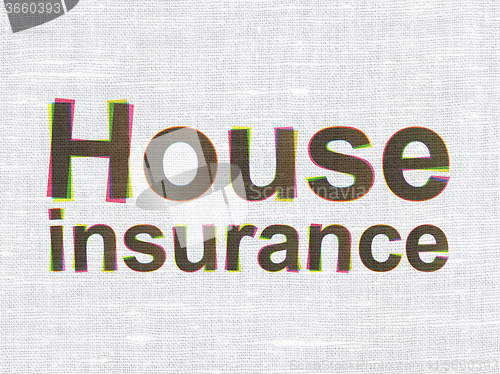 Image of Insurance concept: House Insurance on fabric texture background