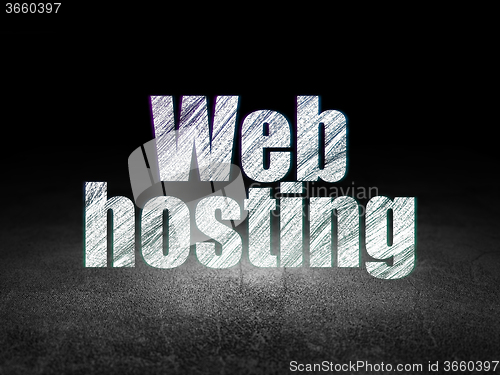 Image of Web development concept: Web Hosting in grunge dark room