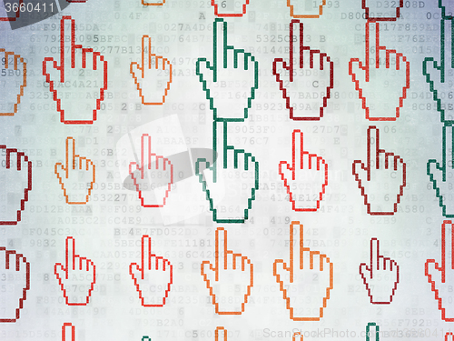 Image of Marketing concept: Mouse Cursor icons on Digital Paper background