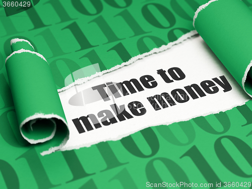 Image of Business concept: black text Time to Make money under the piece of  torn paper