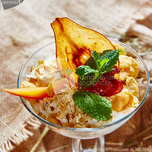 Image of Homemade ice cream with mint