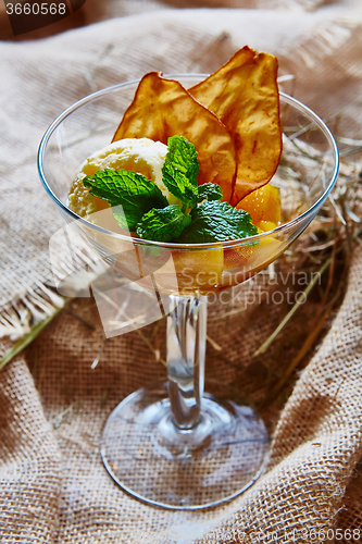 Image of Homemade ice cream with mint 