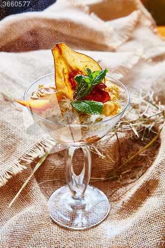 Image of Homemade ice cream with mint