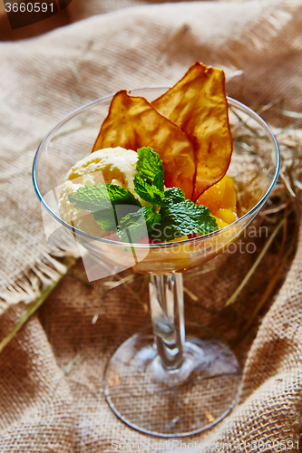 Image of Homemade ice cream with mint 