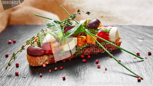 Image of Bruschetta with roasted pumpkin