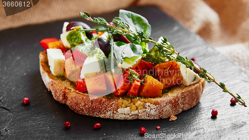 Image of Bruschetta with roasted pumpkin