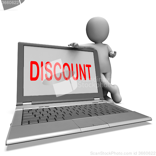 Image of Discount Laptop Shows Promotional Sale Discount Or Clearance
