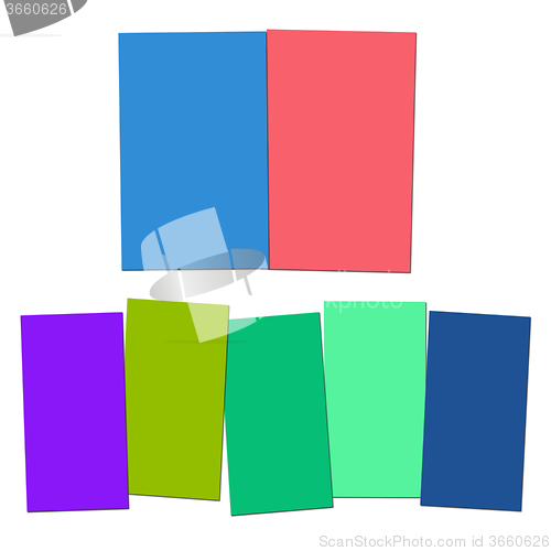 Image of Two And Five Blank Paper Slips Show Copyspace For 2 Or 5 Letter 