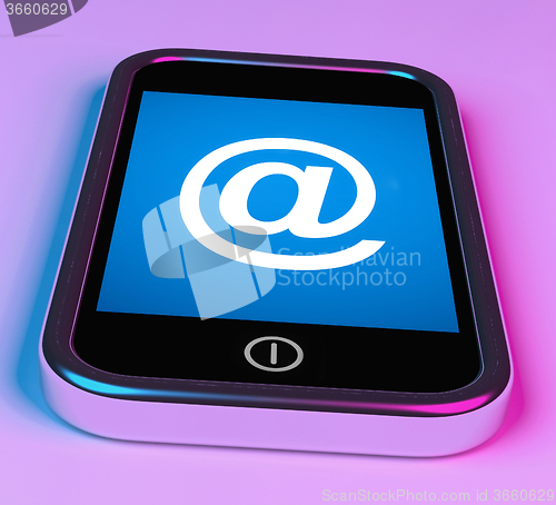 Image of At Symbol On Phone Shows @ At-Sign Email