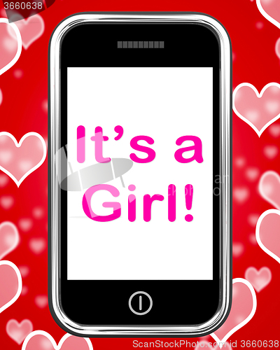 Image of It\'s A Girl On Phone Shows Newborn Female Baby