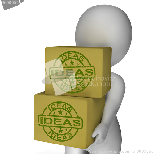 Image of Ideas Boxes Show Innovation Thinking And Concepts
