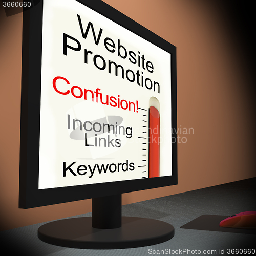 Image of Website Promotion On Monitor Showing Online Marketing