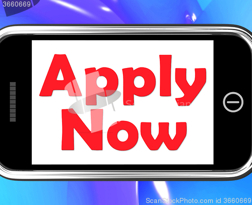 Image of Apply Now On Phone Shows Job Applications And Recruitment