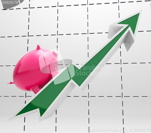 Image of Climbing Piggy Shows Savings And Business Growth