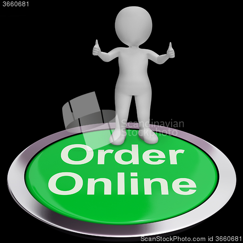 Image of Order Online Button Shows Purchasing On The Web