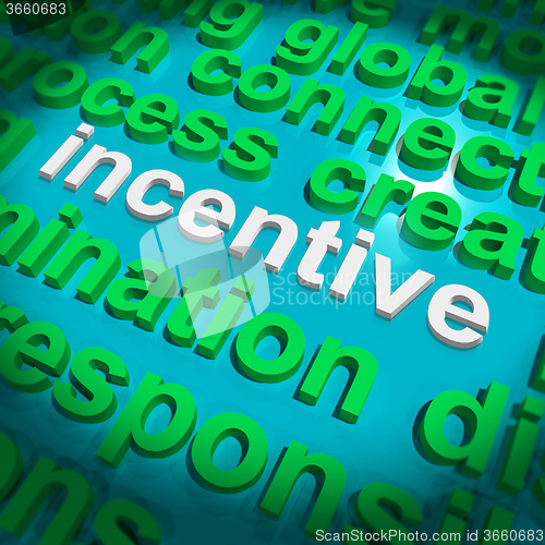 Image of Incentive Word Cloud Shows Bonus Inducement Reward