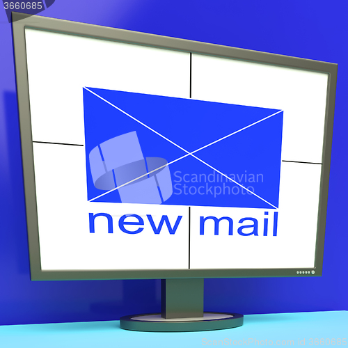 Image of New Mail Envelope On Monitor Shows Mail Alert