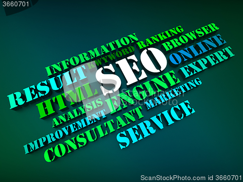 Image of Seo Words Show Search Engine Optimization Or Optimizing Online