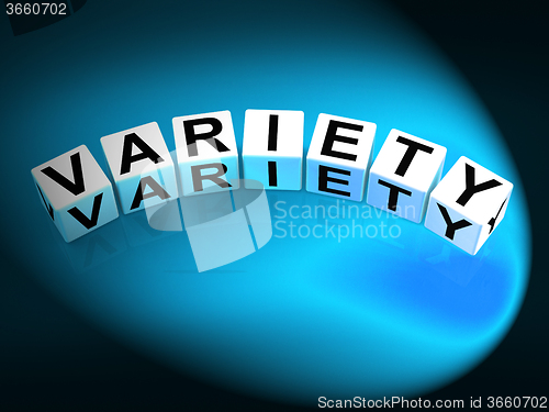 Image of Variety Dice Mean Varieties Assortments and Diversity