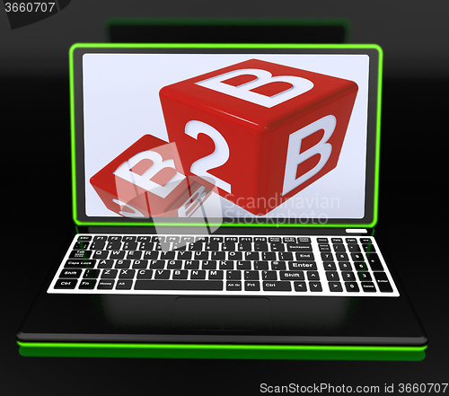 Image of B2B Dices On Laptop Showing Online Commerce