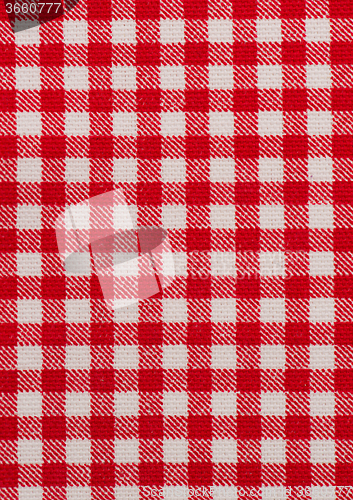 Image of Red and white tablecloth