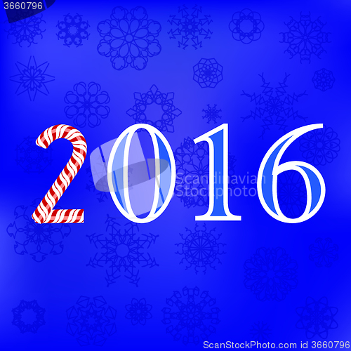 Image of Winter Card. Christmas Blue Snowflakes Background