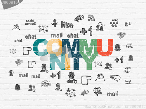 Image of Social network concept: Community on wall background