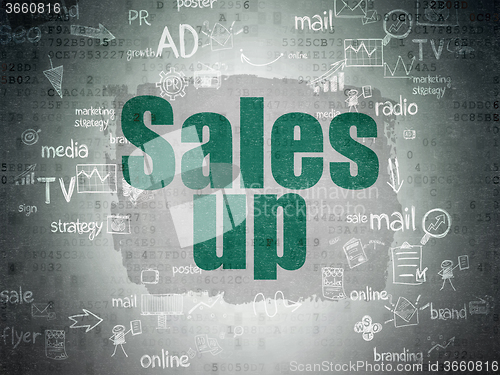 Image of Advertising concept: Sales Up on Digital Paper background