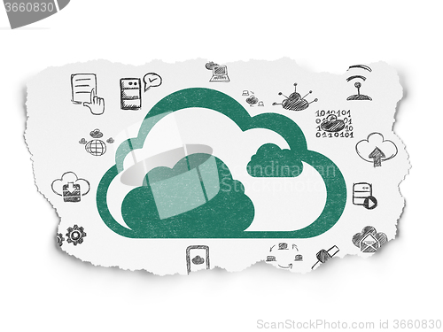 Image of Cloud computing concept: Cloud on Torn Paper background