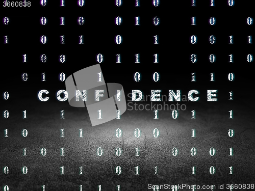 Image of Finance concept: Confidence in grunge dark room