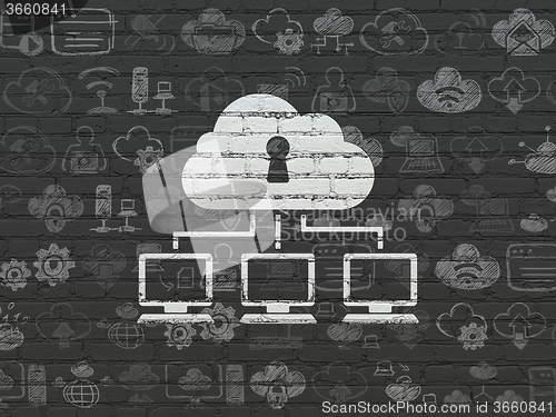 Image of Cloud technology concept: Cloud Network on wall background