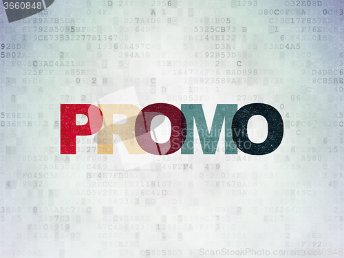 Image of Advertising concept: Promo on Digital Paper background