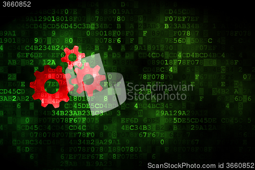 Image of Business concept: Gears on digital background