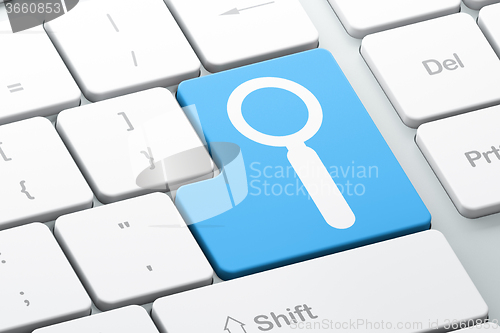 Image of Web development concept: Search on computer keyboard background