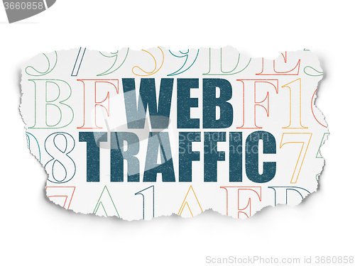 Image of Web development concept: Web Traffic on Torn Paper background