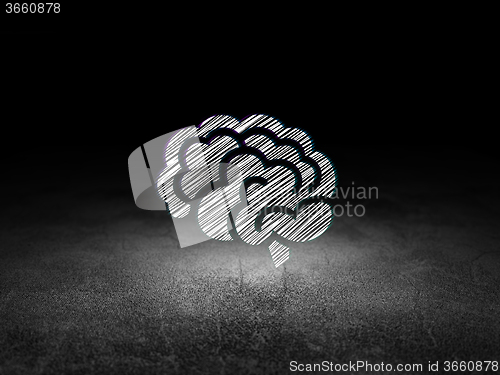 Image of Science concept: Brain in grunge dark room