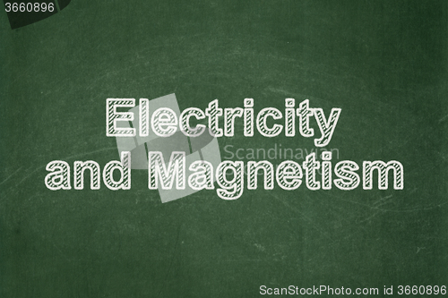 Image of Science concept: Electricity And Magnetism on chalkboard background