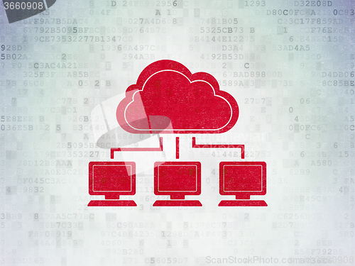 Image of Cloud computing concept: Cloud Network on Digital Paper background