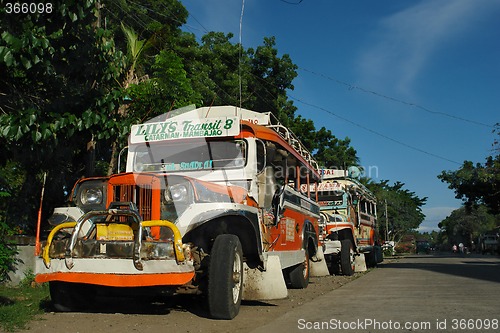 Image of Parked Philippine Jeepney near road