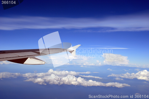 Image of Airplane wing over Camiguin Island