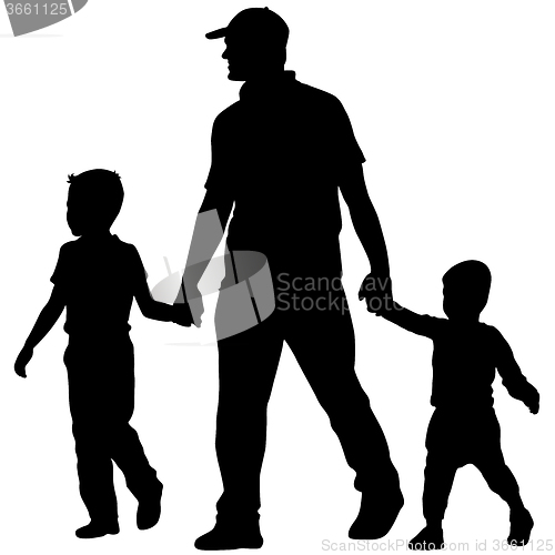 Image of Black silhouettes Family on white background. 