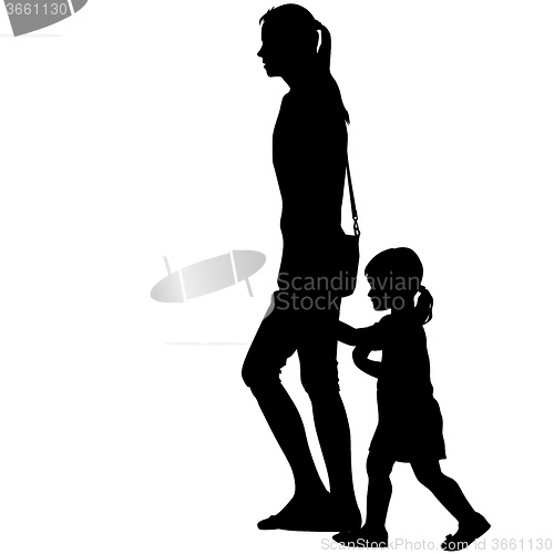 Image of Black silhouettes Family on white background. 