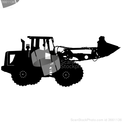 Image of Silhouette of a heavy loaders with  ladle. illustration