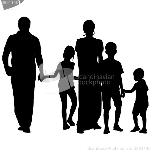 Image of Black silhouettes Family on white background. 