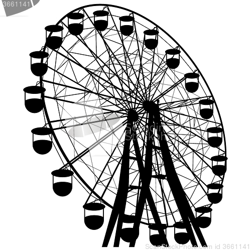 Image of Silhouette atraktsion colorful ferris wheel. illustration